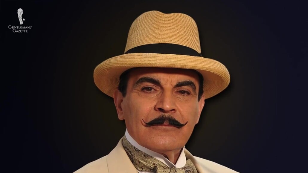 A straw Homburg hat, worn by David Suchet as Hercule Poirot
