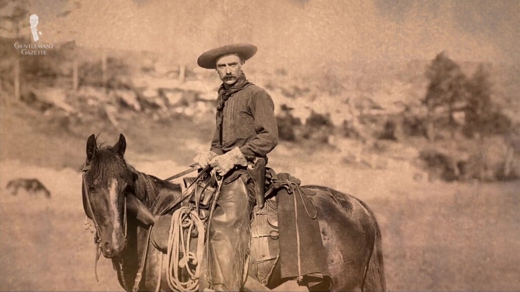 Felt hat worn by a cowboy.