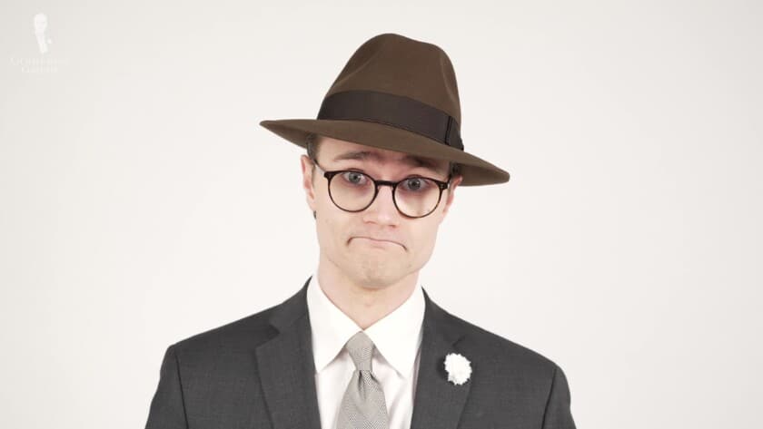 Preston wearing the beaver fur hat from Borsalino
