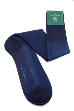 Shadow Stripe Ribbed Socks Dark Navy Blue and Royal Blue