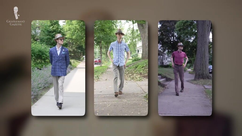 The multicolor Madras band in Prestons hat allows him to wear it with multiple outfits.